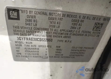 2012 Cadillac Srx Luxury Collection from USA, damaged, VIN 3GYFNAE38CS622860